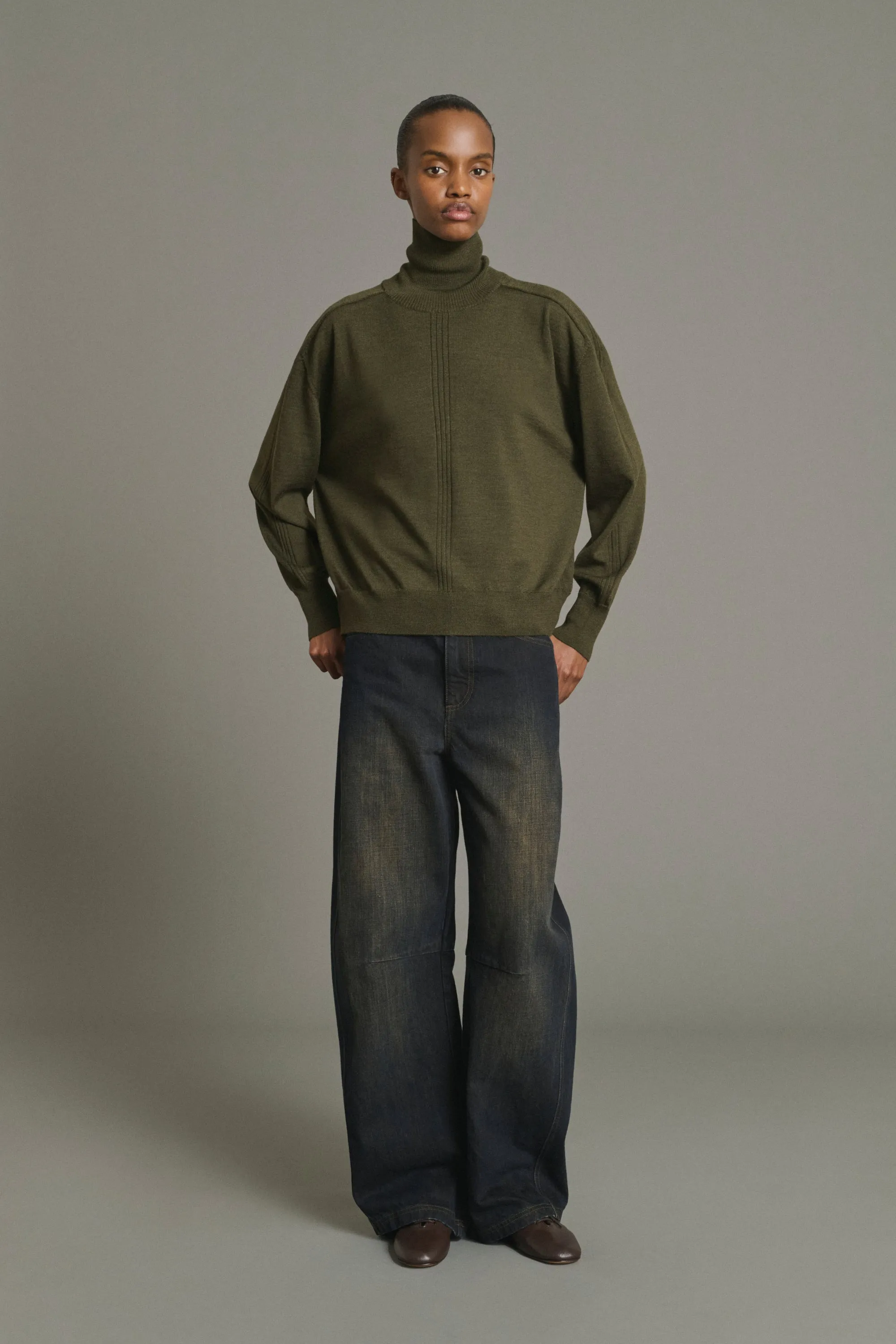 PULL NORD KAKI FONCÉ