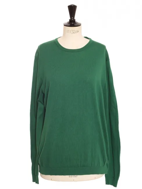 Pull col rond en coton vert prairie Prix boutique 850€ Taille M