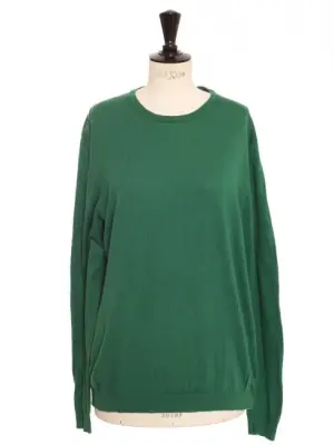 Pull col rond en coton vert prairie Prix boutique 850€ Taille M — photo 1