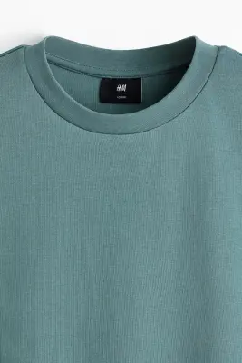 T-shirt Loose Fit en interlock - Bleu canard — photo 5