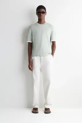 T-SHIRT EN MAILLE DE LIN - VERT CLAIR — photo 2