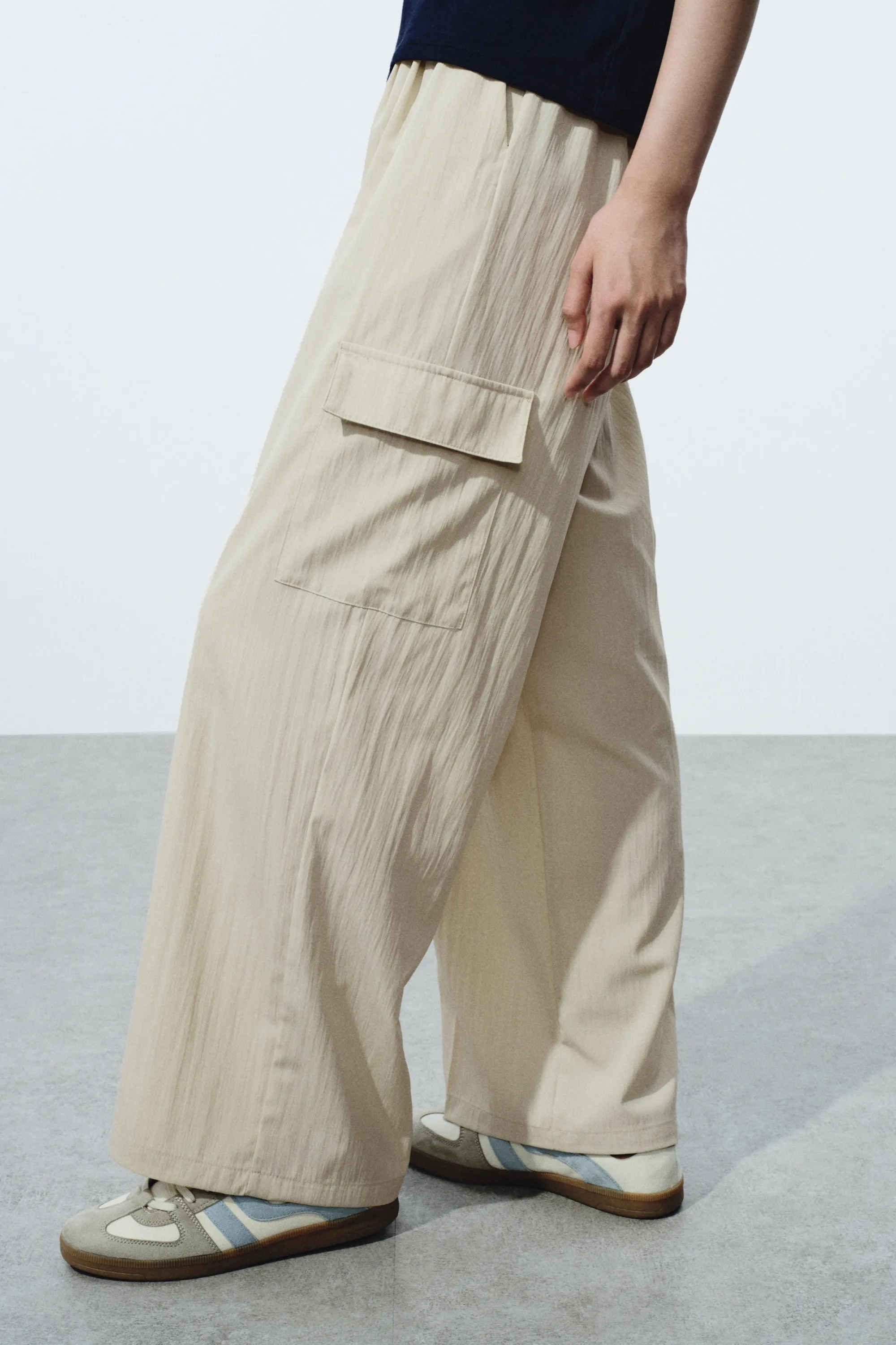 Pantalon cargo large - Beige clair