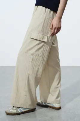 Pantalon cargo large - Beige clair — photo 1