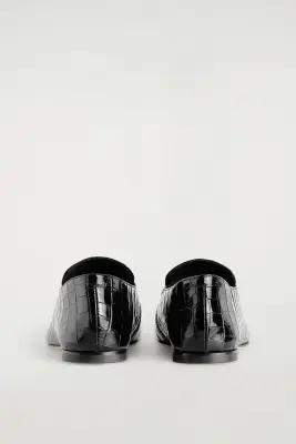 MOCASSINS EN CUIR IMITATION CROCO - NOIR / IMITATION CROCO — photo 2