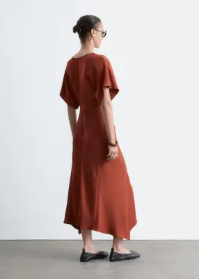 Robe longue à col en V - Marron Clair — photo 5