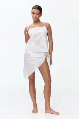 Top de plage en coton avec dos ouvert - Blanc — photo 2