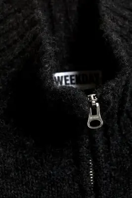 Cardigan zippé ajusté en maille douce - Gris foncé chiné — photo 4