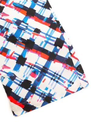 Pantalon en soie imprimé graphique multicolore rouge blanc bleu Prix boutique 2000€ Taille 36 — photo 5