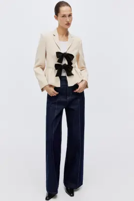 Blazer avec base à effet boule - Beige clair — photo 2