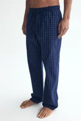 Pantalon Relaxed Fit en popeline - Bleu foncé/carreaux — photo 3