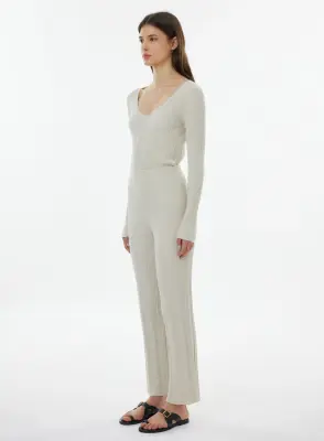 Pantalon en coton, viscose, élasthanne et fibre métallisée — photo 4