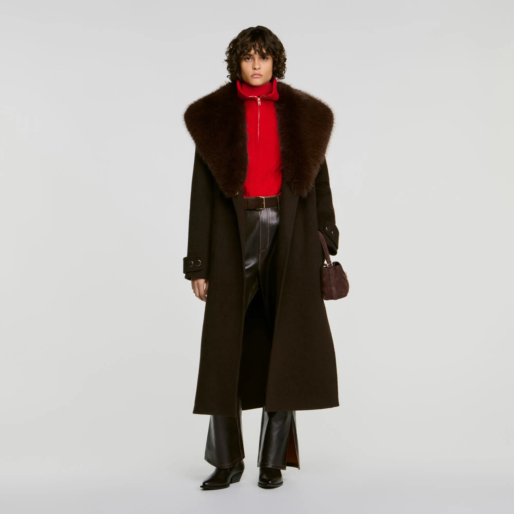 Manteau col fausse fourrure