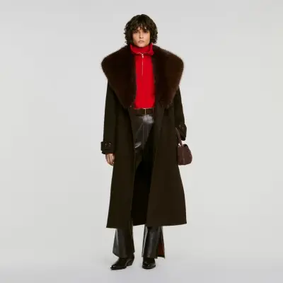 Manteau col fausse fourrure