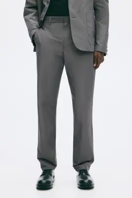 Pantalon Regular Fit en coton mélangé - Gris foncé — photo 1