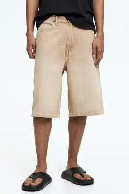 Short Baggy en denim - Beige — photo 1