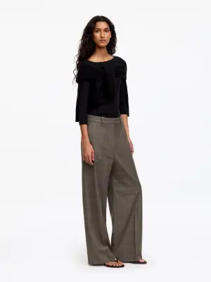 Pantalon tailleur en laine mélangée - Marron foncé — photo 1