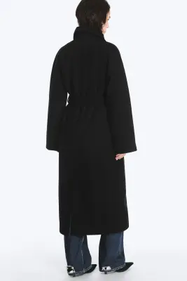 Manteau oversize croisé en laine mélangée Kia - Noir — photo 5