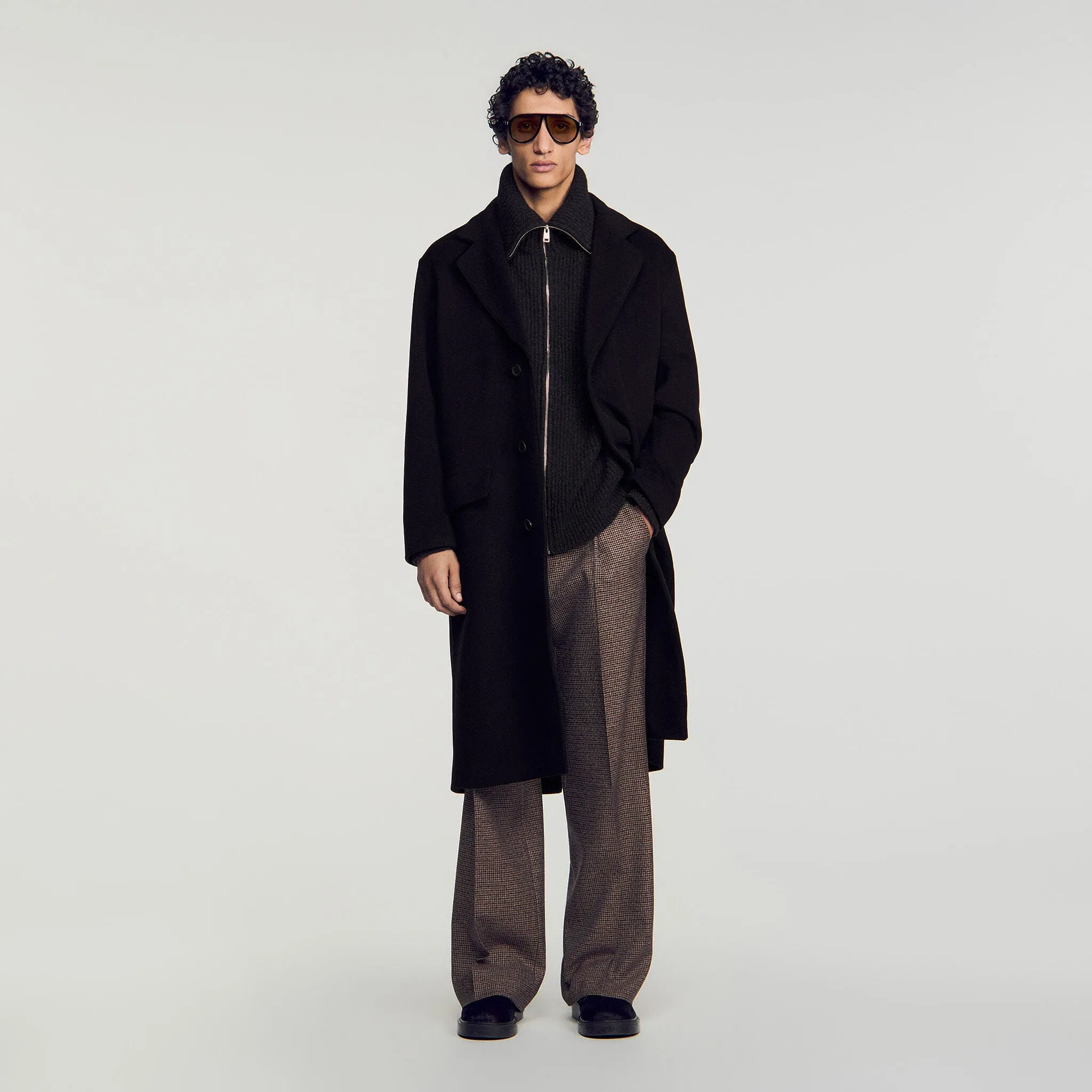 Manteau long en laine et cachemire