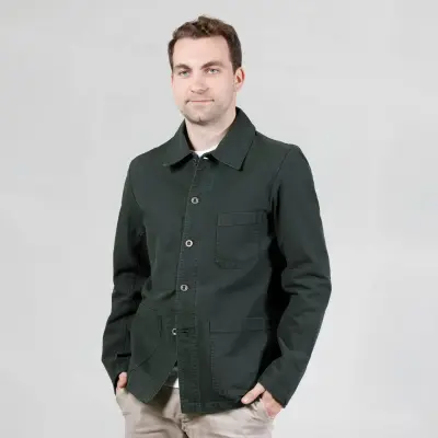 Veste de travail authentique coton bio 1G/5C - Khaki foncé — photo 1