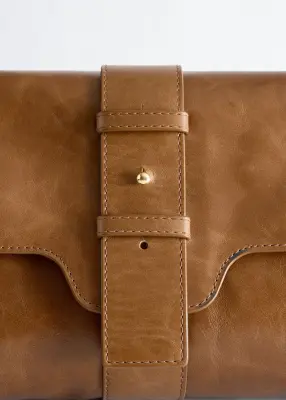 Sac porté épaule en cuir - Marron Clair — photo 3