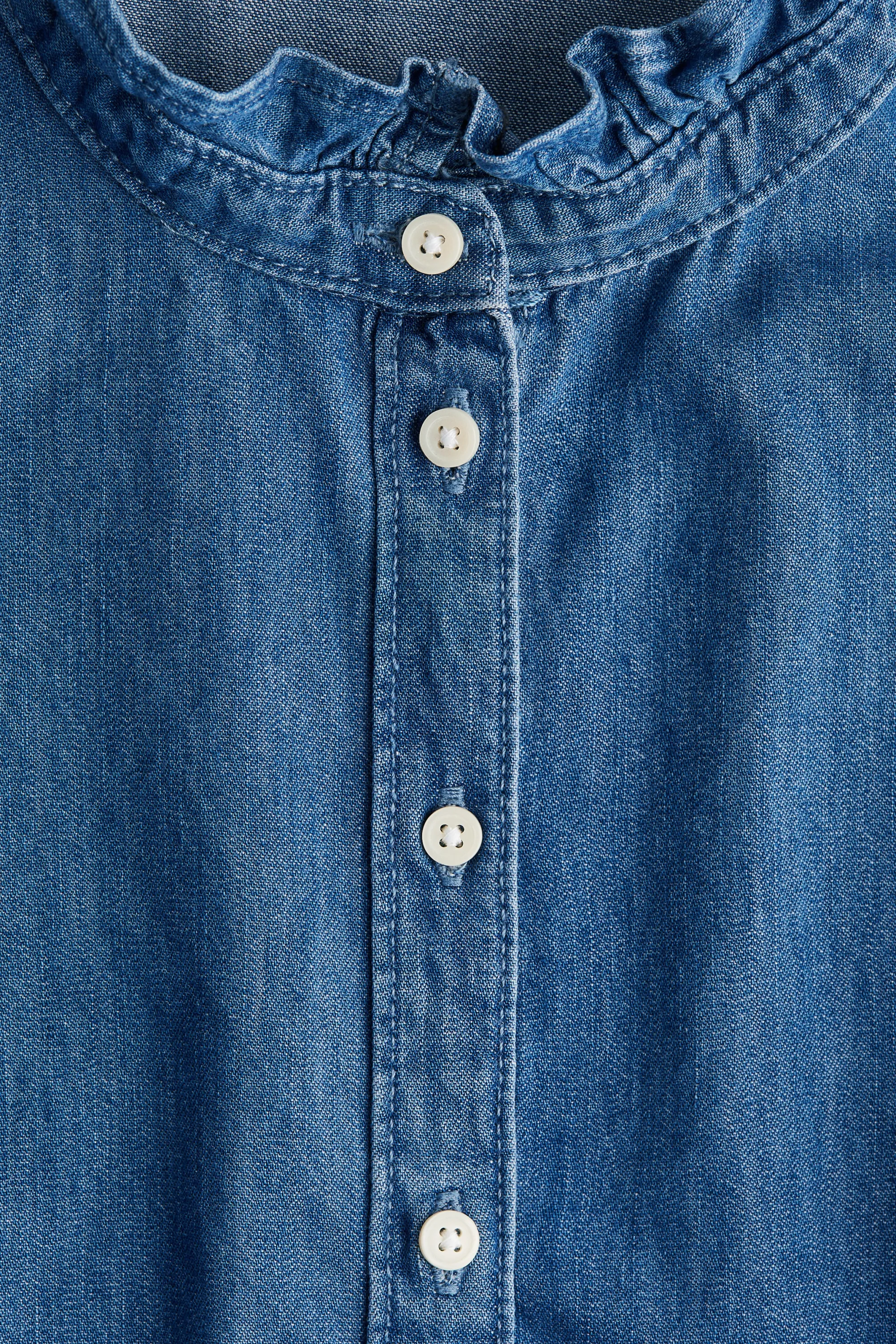 Blouse volantée en denim - Bleu denim