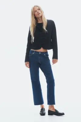 Bootcut Regular Waist Cropped Jeans - Bleu denim foncé — photo 1
