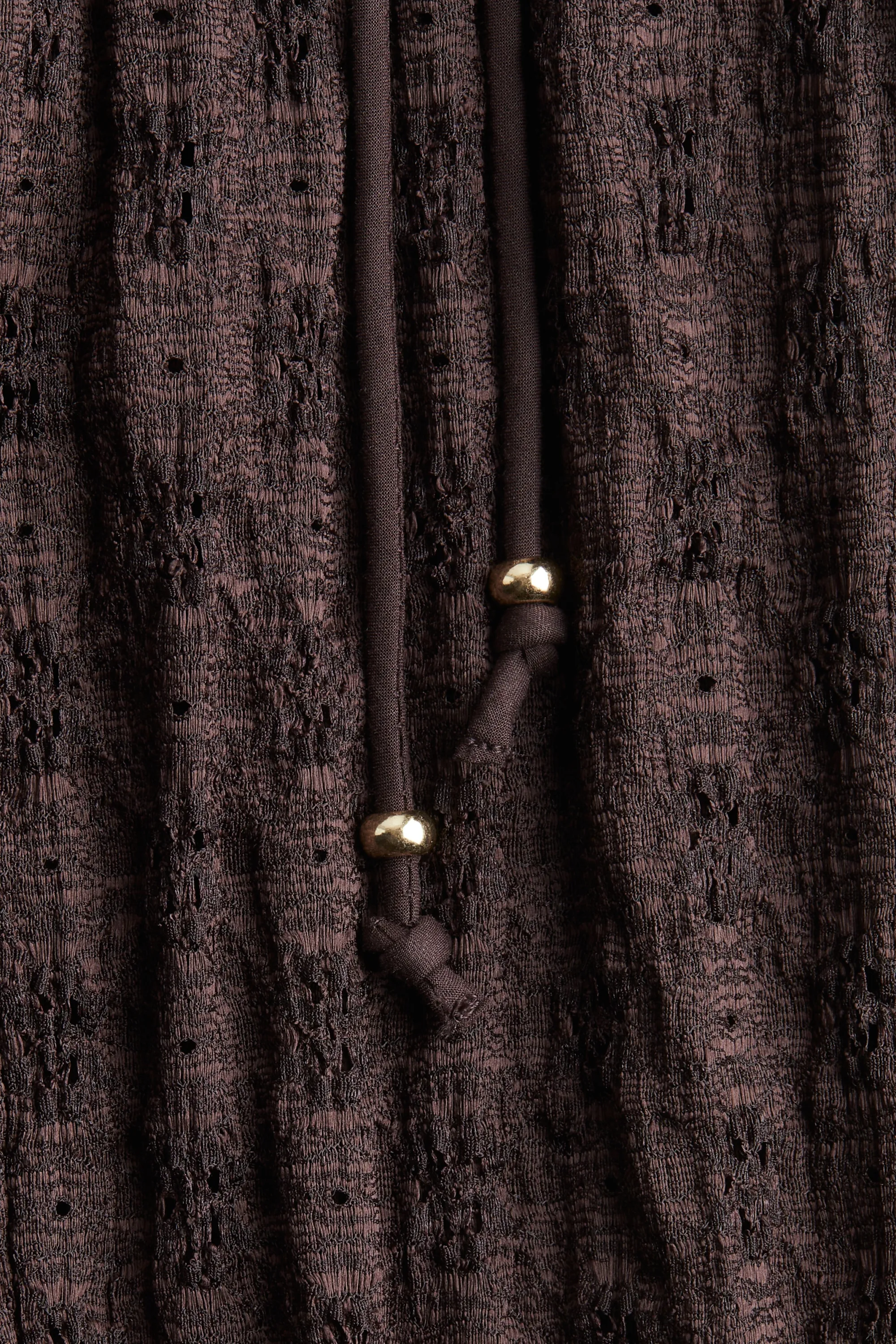 Pantalon façon dentelle avec cordon de serrage - Marron foncé