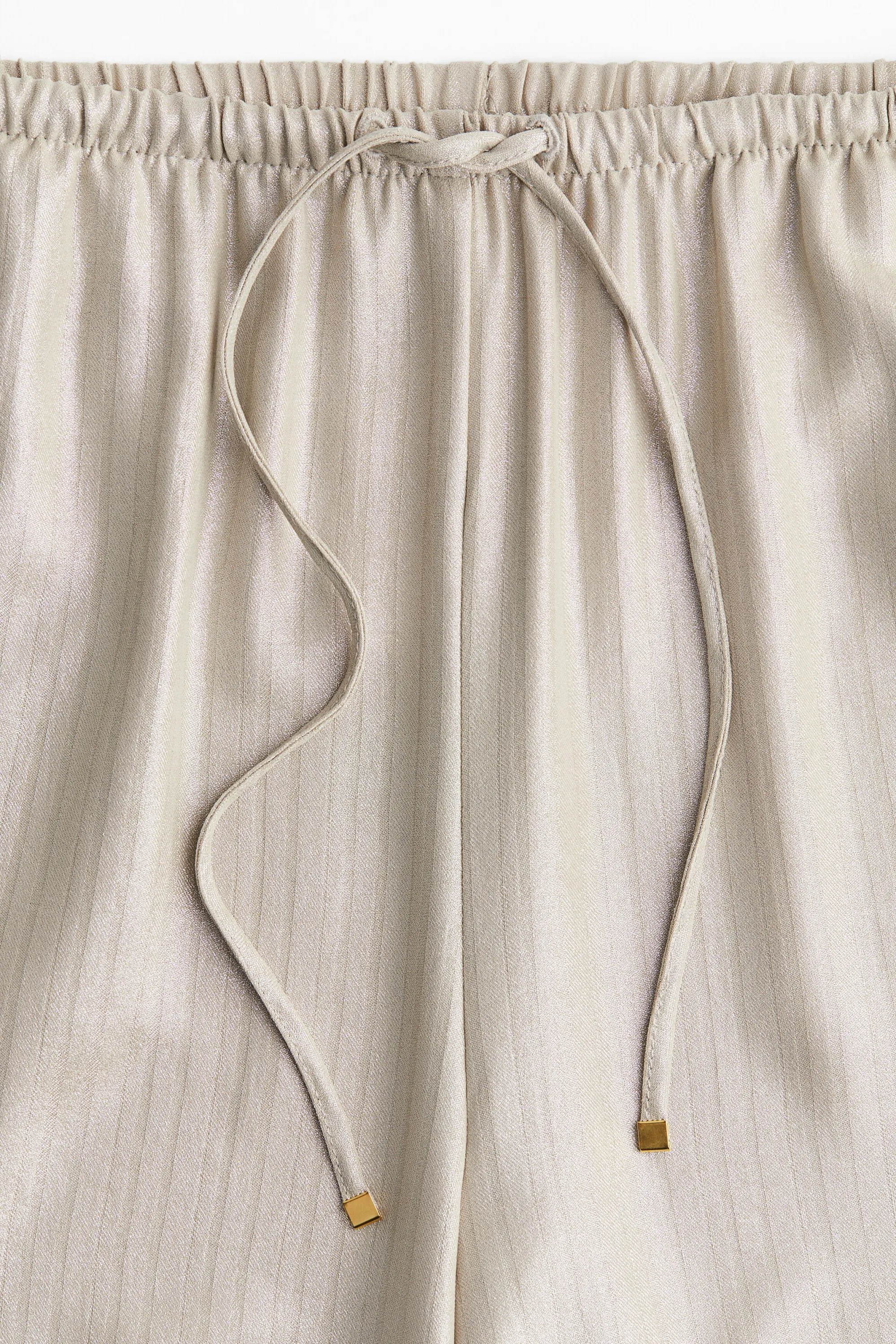 Pantalon large avec cordon de serrage - Beige clair