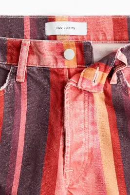 Pantalon en denim de coton - Rose corail/rayé — photo 3