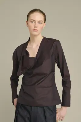 BLOUSE LANA FIGUE/MARRON — photo 4