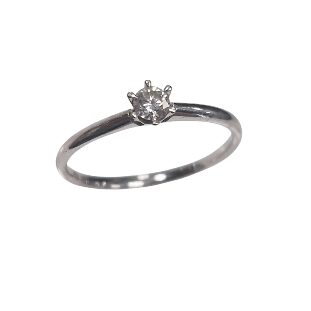 Bague 1,7 gr solitaire or blanc avec diamant environ 0,10 ct - t,56