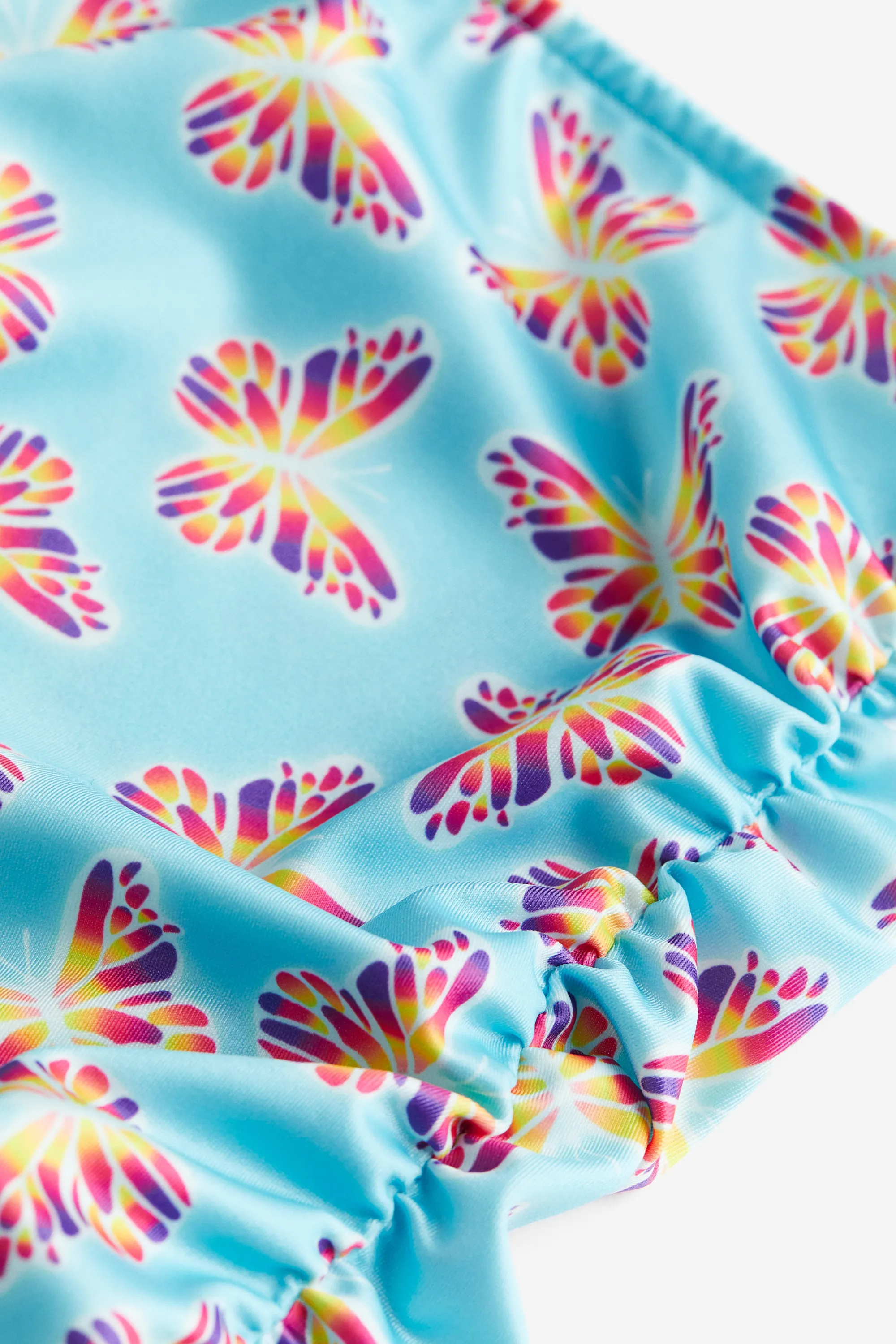 Jupe de bain froncée - Turquoise/papillons