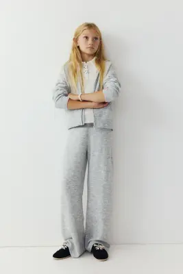 Pantalon jogger en maille fine - Gris clair chiné — photo 1