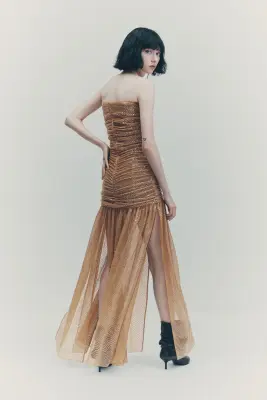 Robe de soirée à sequins - Beige — photo 3