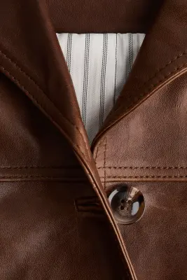 Veste en cuir - Marron — photo 4