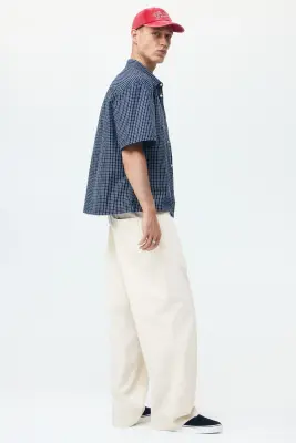 Pantalon Loose Fit en toile de coton - Crème — photo 3
