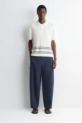 POLO RAYÉ EN MAILLE DE COTON ET LIN - CRÈME / RAYURES — photo 1
