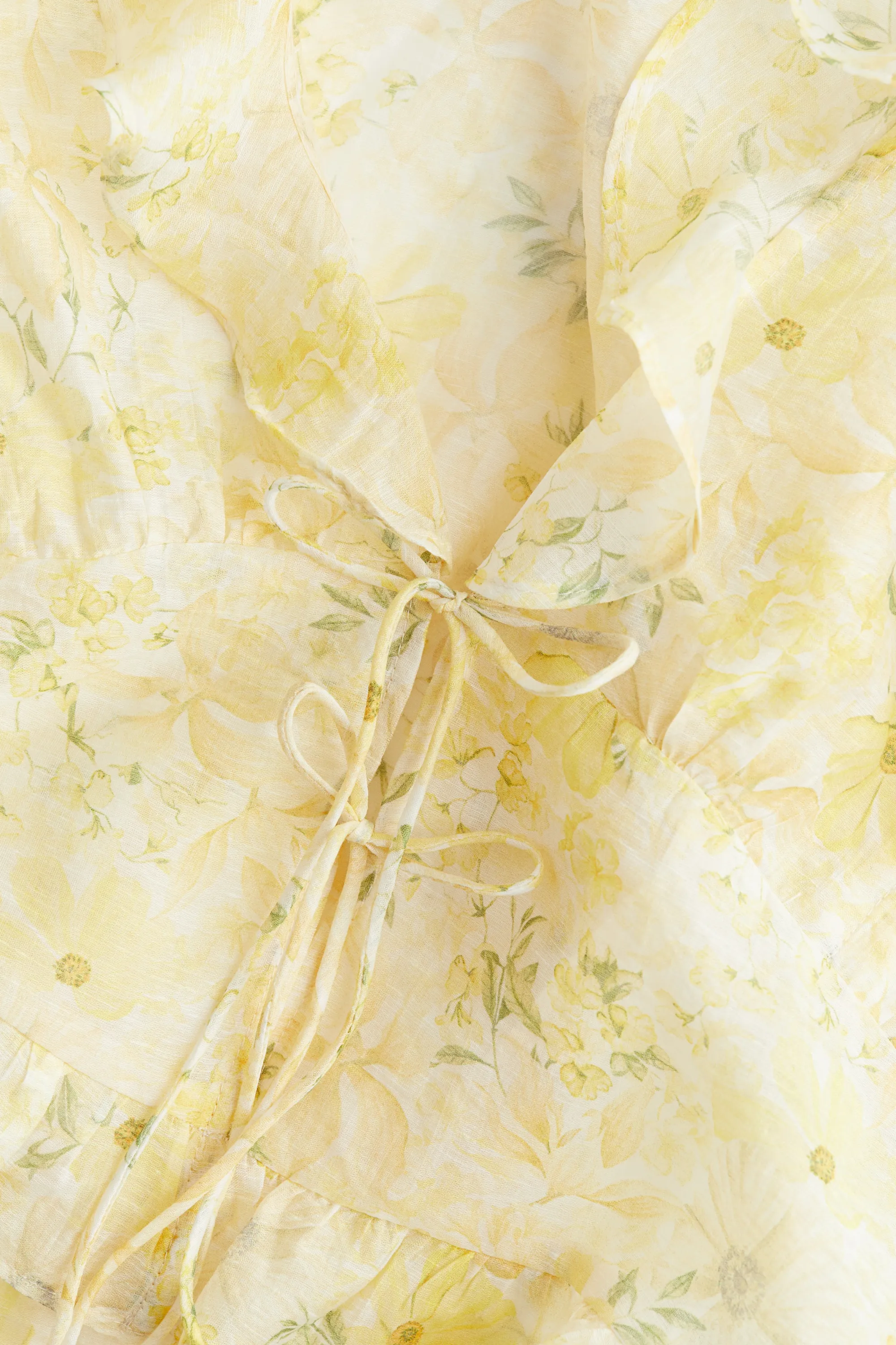 Blouse volantée - Jaune clair/fleuri