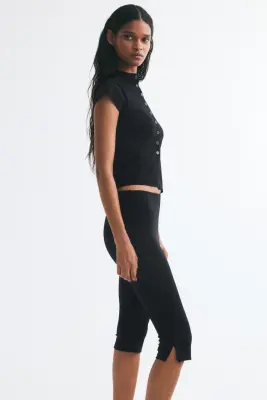 Pantalon Capri en jersey romanite - Noir — photo 2
