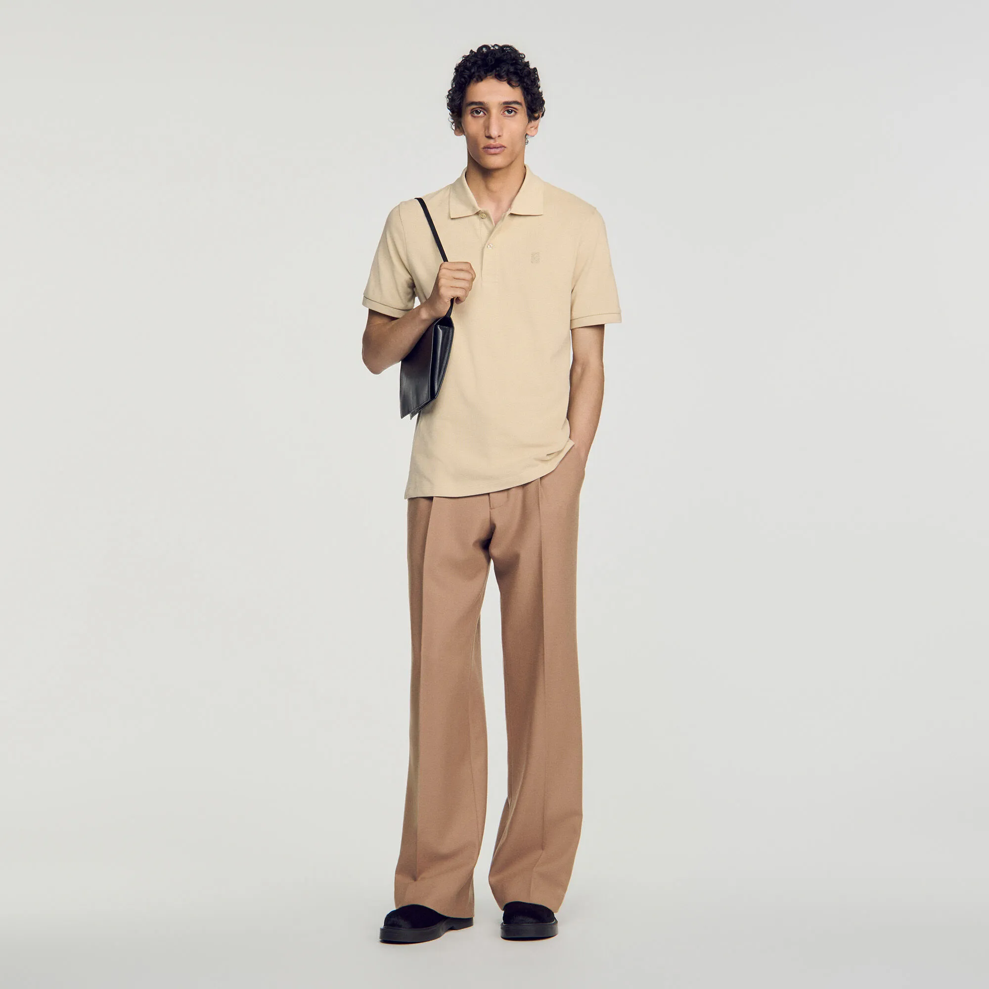 Polo en coton à logo cuir