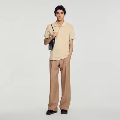 Polo en coton à logo cuir
