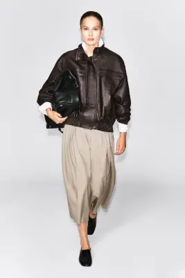 JUPE-CULOTTE À PLIS EN MÉLANGE DE LAINE - BEIGE CHINÉ — photo 1