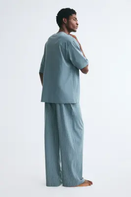 T-shirt et pantalon de pyjama Relaxed Fit - Turquoise/rayé — photo 3
