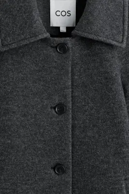 MANTEAU SCULPTÉ EN LAINE - GRIS FONCÉ CHINÉ — photo 4