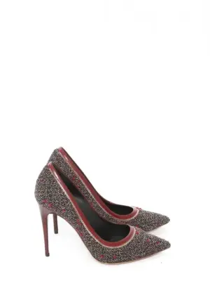 Escarpins stiletto bout pointu en tweed bordeaux et bleue Prix boutique 695€ Taille 36 — photo 1