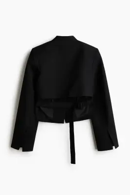 Blazer court avec détail ceinture - Noir — photo 4