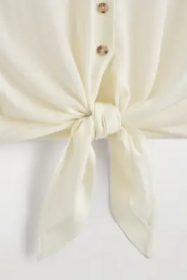 CHEMISE À NOUER EN MAILLE DE LAINE - BLANC — photo 4