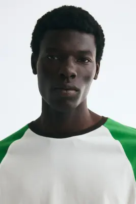T-shirt à manches longues Relaxed Fit en coton - Crème/color block — photo 2