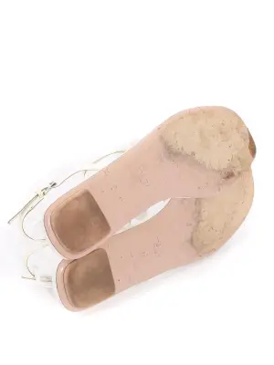 Sandales plates en cuir verni blanc ornées de fleurs en acétate Prix boutique 800€ Taille 38 — photo 4