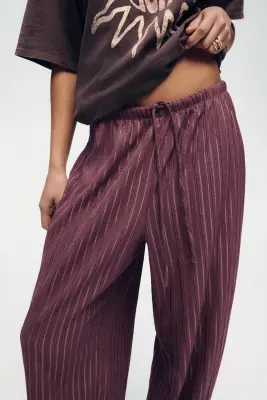 Pantalon texturé à jambes ballon - Violet ancien — photo 1